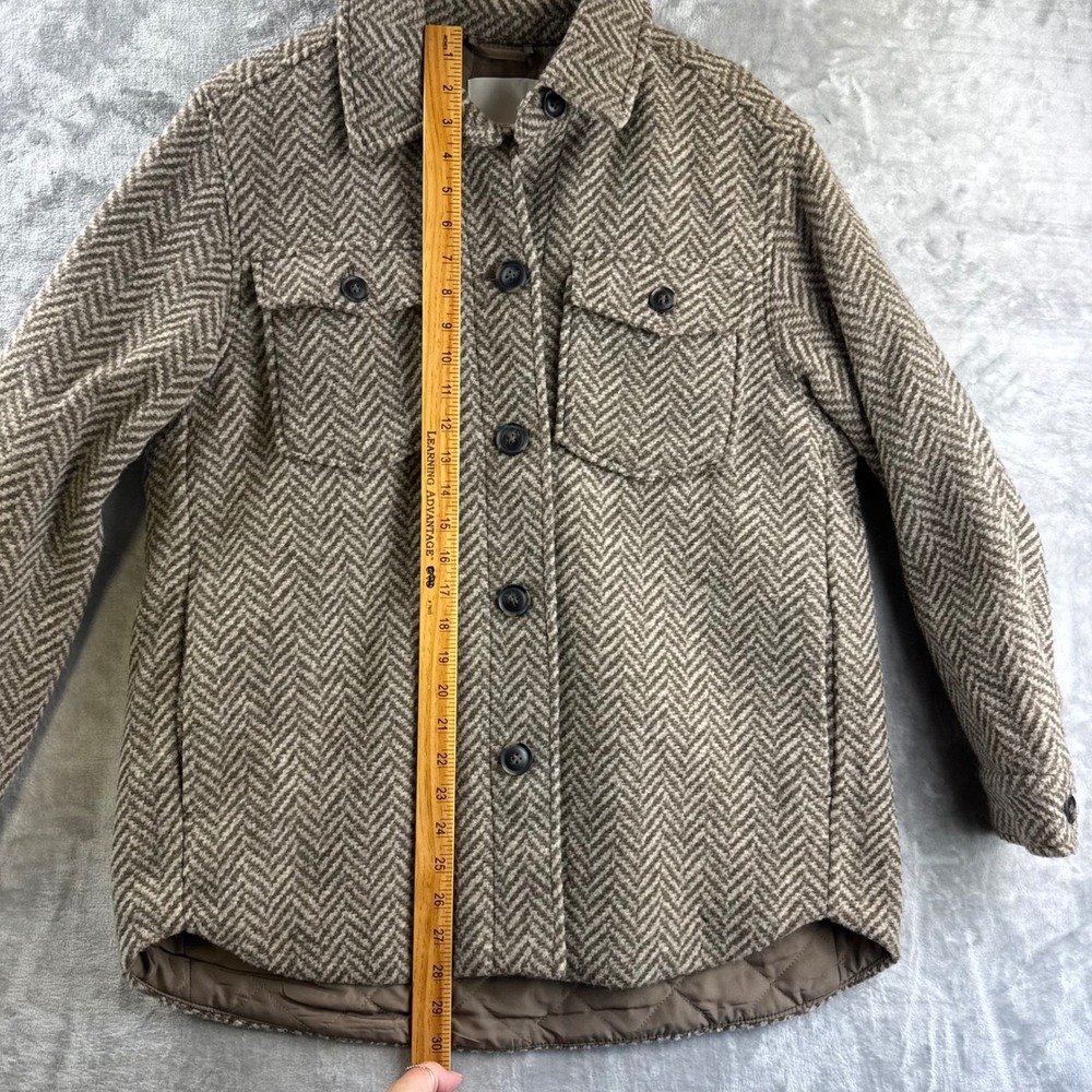 H&M Shirt Jacket Womens Small Brown Herringbone Quilted Lined Shacket (1779) - Picture 11 of 12